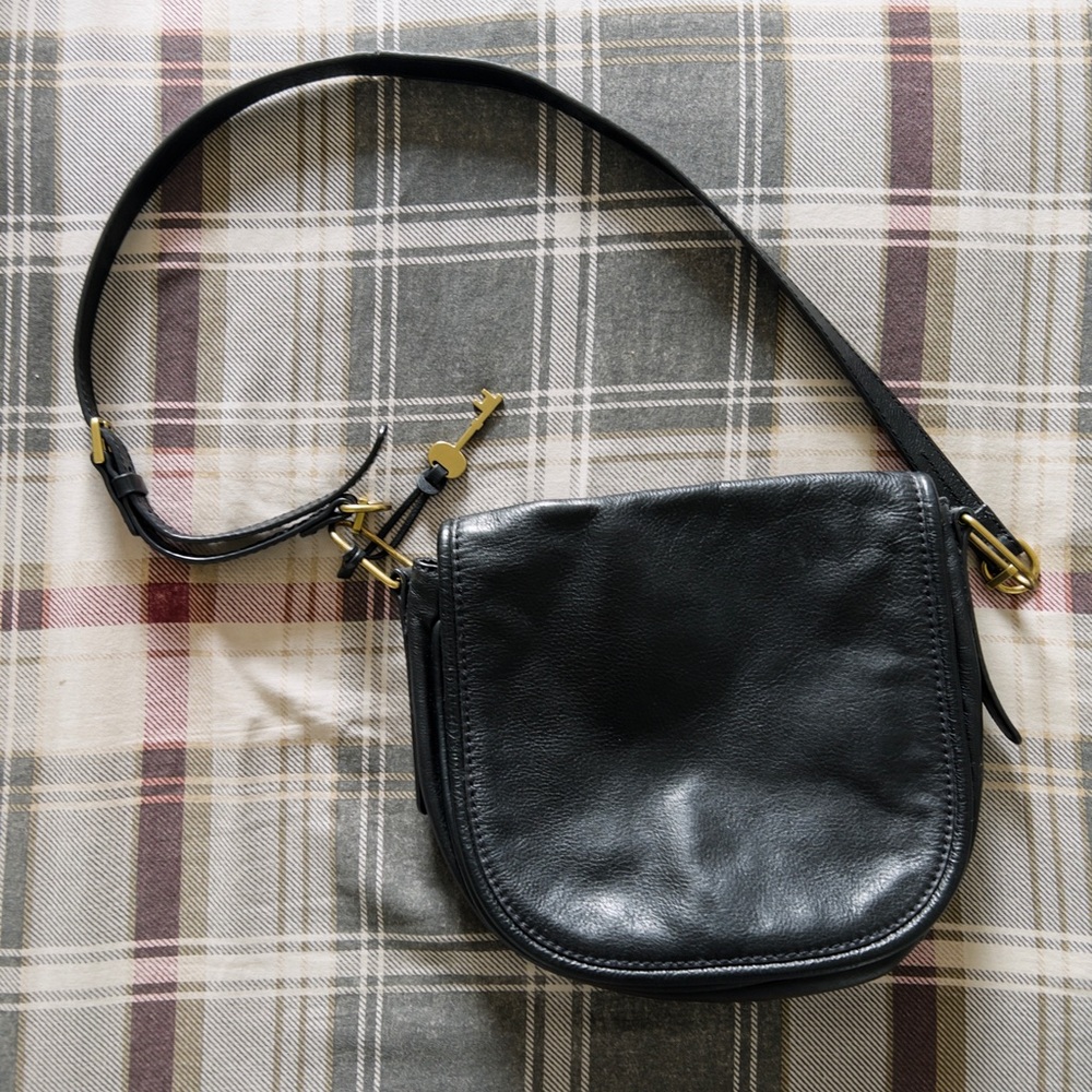 Fossil Black Leather Crossbody Bag